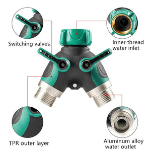 Planet Gates Y-Type Zinc Alloy Hose Splitter Double Way Joint One Split Two Faucet Diverter Garden Accessories Internal Thread Water-Diverter
