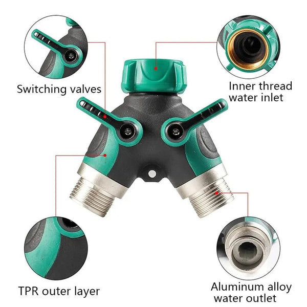 Planet Gates Y-Type Zinc Alloy Hose Splitter Double Way Joint One Split Two Faucet Diverter Garden Accessories Internal Thread Water-Diverter