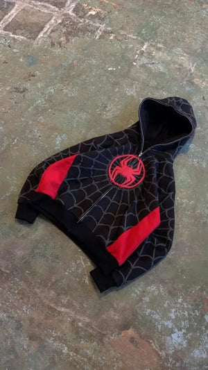 Planet Gates Y2K American Spider Pattern Embroidery Zip Up Hoodie Men Women Gothic Harajuku Jacket Fashion Hoodie Sweatshirt Casual Clothes