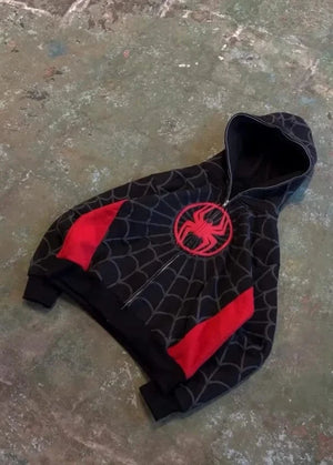Planet Gates Y2K American Spider Pattern Embroidery Zip Up Hoodie Men Women Gothic Harajuku Jacket Fashion Hoodie Sweatshirt Casual Clothes