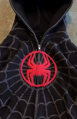 Planet Gates Y2K American Spider Pattern Embroidery Zip Up Hoodie Men Women Gothic Harajuku Jacket Fashion Hoodie Sweatshirt Casual Clothes