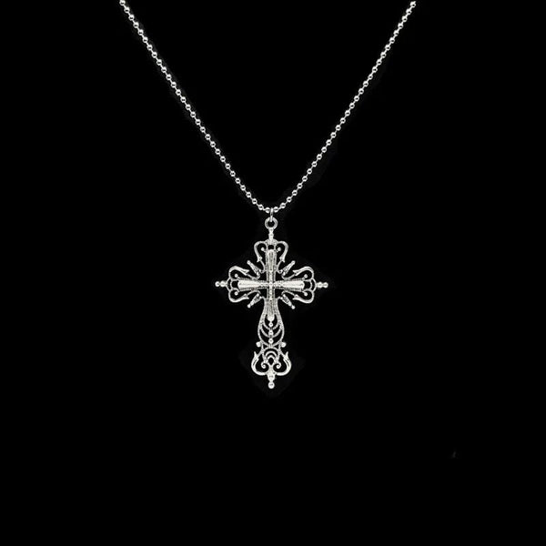 Planet Gates Y2K Punk Crystal Big Cross Pendant Necklaces for Women Men Gothic Irregular Cross Clavicle Chain Necklaces Aesthetic Jewelry