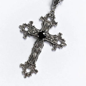 Planet Gates Y2K Punk Crystal Big Cross Pendant Necklaces for Women Men Gothic Irregular Cross Clavicle Chain Necklaces Aesthetic Jewelry