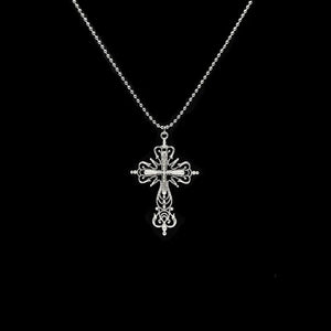 Planet Gates Y2K Punk Crystal Big Cross Pendant Necklaces for Women Men Gothic Irregular Cross Clavicle Chain Necklaces Aesthetic Jewelry