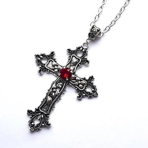 Planet Gates Y2K Punk Crystal Big Cross Pendant Necklaces for Women Men Gothic Irregular Cross Clavicle Chain Necklaces Aesthetic Jewelry