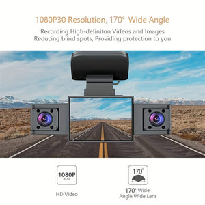 Planet Gates Y99-1 3 Channel Dash Cam for Car Camera Video Recorder Dashcam DVRs Black Box Dual Lens DVR with Rear View Camera 24H Parking Monitor