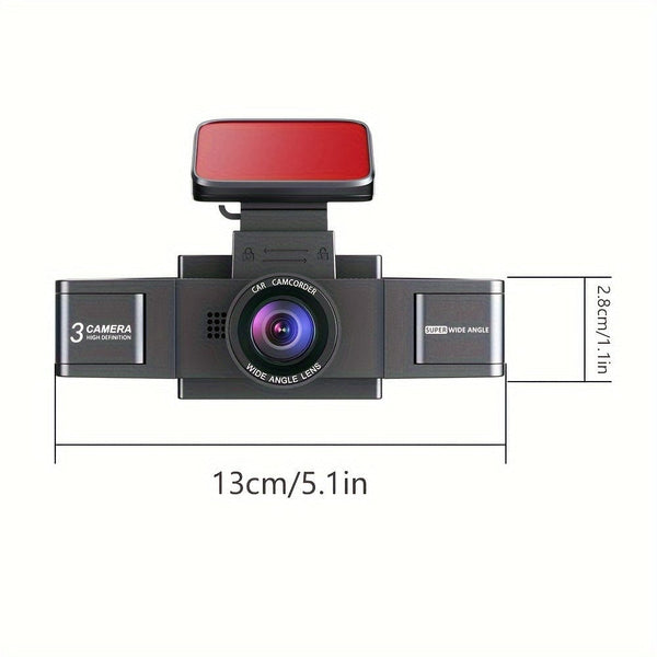 Planet Gates Y99-1 3 Channel Dash Cam for Car Camera Video Recorder Dashcam DVRs Black Box Dual Lens DVR with Rear View Camera 24H Parking Monitor