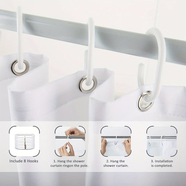 Planet Gates YB-616 180-180 4PS 4pcs Turtle Seaweed Pattern Shower Curtain Set, Waterproof Bath Curtain With Hooks, U-shaped Mat, Toilet Cover Mat, L-shaped Mat, Bathroom Accessories, Home Bathroom Decorations