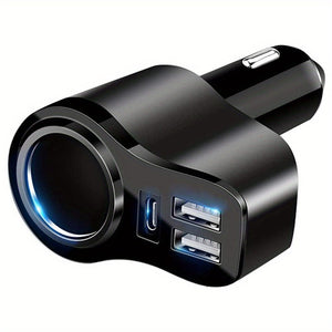 Planet Gates Yc08 4 In 1 USB C Car Charger, 36W Multi USB Cigarette Lighter Adapter Socket Splitter With 3 USB Ports, 12V/24V Dual USB Type C PD Fast Car Charger Adapter