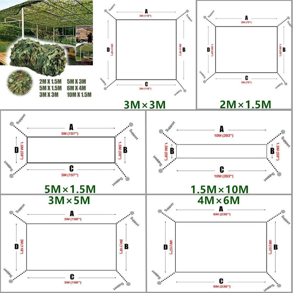 Planet Gates Yeahmart 3Mx5M/4Mx6M Hunting Military Camouflage Nets Woodland Army training Camo Netting Car Covers Shade Camping Sun Shelter