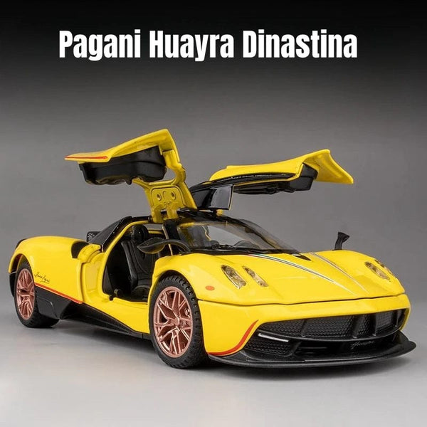 Planet Gates Yellow 1/32 Pagani Huayra Roadster Zonda Dinastia Miniature Toy Car JKM Diecast Super Sport Model Sound & Light Collection Pull Back