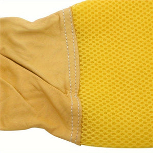 Planet Gates Yellow 1 Pair Of Leather Gloves, Beekeeping Tools, Protective Gear, Anti-bee Anti Stinging Long Mesh Gloves, Yellow, Beekeeping Supplies