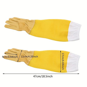 Planet Gates Yellow 1 Pair Of Leather Gloves, Beekeeping Tools, Protective Gear, Anti-bee Anti Stinging Long Mesh Gloves, Yellow, Beekeeping Supplies