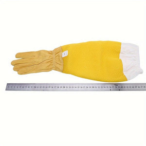 Planet Gates Yellow 1 Pair Of Leather Gloves, Beekeeping Tools, Protective Gear, Anti-bee Anti Stinging Long Mesh Gloves, Yellow, Beekeeping Supplies