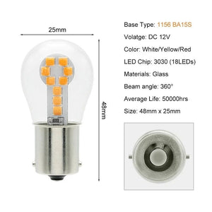 Planet Gates Yellow / 1157 BAY15D P21-5W 2PCS 1156 BA15S P21W Led 1157 BAY15D P21/5W Bulbs Ampoule R5W R10W 18SMD 800LM Car Fog Lights DRL Turn Signal Lamp 12V White Red