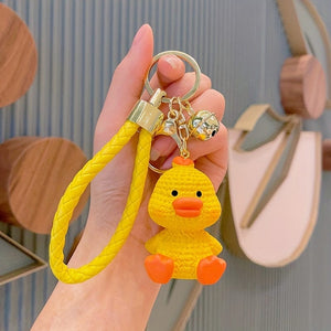 Planet Gates Yellow 1pc Cute Cartoon Animal Keychain Resin Anime Bunny, Pig Dinosaur Keyring Pendant, Bag Charm, Car Keychain, Car Accessories, Gifts