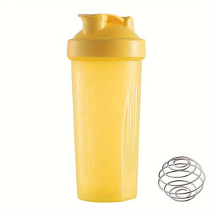 Planet Gates Yellow 1pc, Large Sports Shake Cup, With Metal Stirring Ball, For Protein Powder Shake Drink Mixing, Sports Water Bottle, Suitable For Gym, School Playground Work And Others, The Best Companion For Sports People, 600ml/20oz
