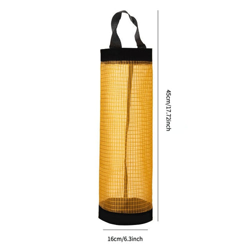 Planet Gates Yellow 1pc Waterproof Wall Mount Plastic Bag Holder for Kitchen Grocery Dispenser - Convenient and Space-Saving Mesh Storage Bag
