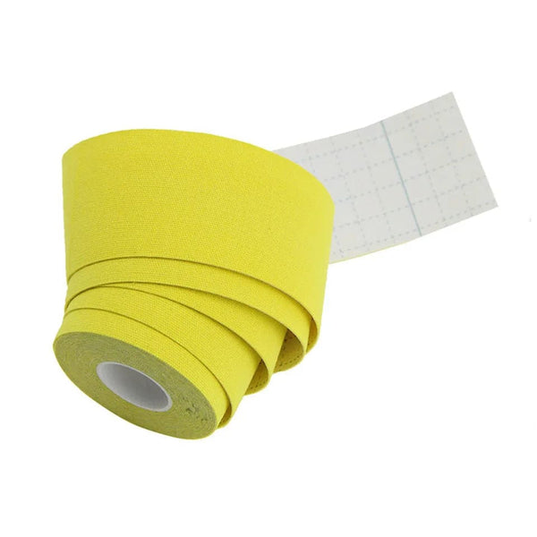 Planet Gates Yellow / 2.5cm X 5Meter Elastic Tape Kinesiology Athletic Recovery Kneepad Sports Safety Muscle Pain Relief Knee Pads Support Gym Fitness Bandage