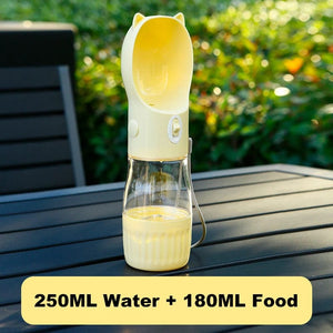 Planet Gates Yellow 2 In 1 Portable Dog Water Bottle Dispenser For Small Dogs Cats Outdoor Walking Travel Hiking Drinking Bowls Chihuahua Supplies