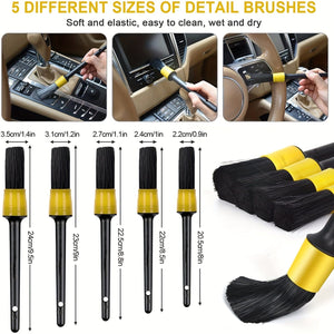 Planet Gates Yellow 20pcs Car Detailing Brush, Glove Waxing Pad, Tire Interior Air Conditioner Electric Cleaning Brush, With Storage Bag, Without Electric Brick