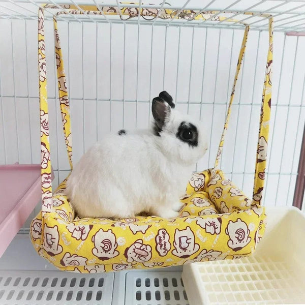 Planet Gates Yellow / 23x30cm Warm Rabbits Bunny House Winter Small Pet Hammock Plush Hamster Guinea Pig Cage Hanging Bed Swing Nest Climb Toys Pet Supplies