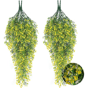 Planet Gates Yellow 2pcs Premium Oxidation-Resistant Artificial Hanging Plants - Perfect for Indoor & Outdoor Decoration!