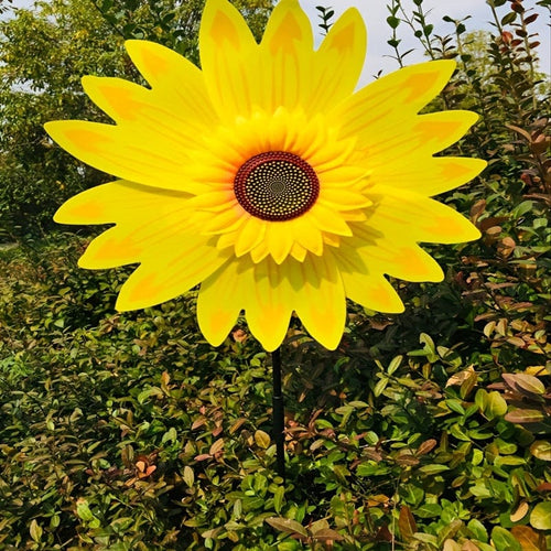 Planet Gates Yellow 2pcs Spring Outdoor Plant Sunflower Black Pole Sunflower Windmill Outdoor Plant Decoration, Yard Decor, Garden Decor