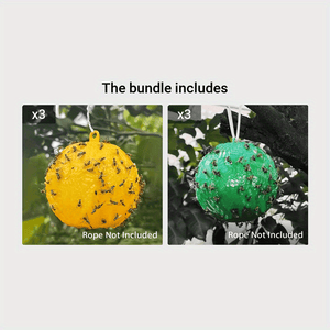 Planet Gates Yellow*3+Green*3 1pc Cute Ball Design Sticky Traps: Capture Fruit Flies, Mosquitoes & Other Flying Insects Indoors & Outdoors Fly Catcher Non-toxic Rescue Outdoor Fly Trap Ball Insect Trap To Hang Up For Balcony, Patio, Garden Supplies