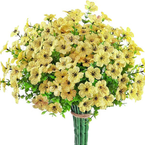 Planet Gates Yellow / 36.83cm 2/4pcs, Artificial Flowers, Yellow Bulk Outdoor UV Resistant Fake Plants For Outside No Fade Fall Flowers Greenery Shrubs For Hanging Basket Planters, Window Outdoor Garden Yard Decor, Home Room Scene Decor
