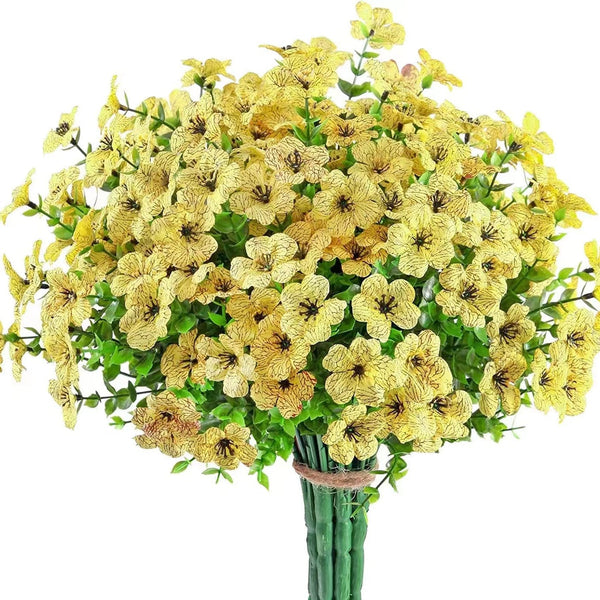 Planet Gates Yellow / 36.83cm 2/4pcs, Artificial Flowers, Yellow Bulk Outdoor UV Resistant Fake Plants For Outside No Fade Fall Flowers Greenery Shrubs For Hanging Basket Planters, Window Outdoor Garden Yard Decor, Home Room Scene Decor