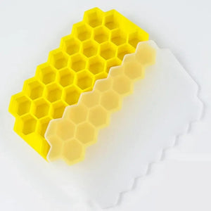 Planet Gates Yellow 37 Cavity Honeycomb Ice Cube Trays Reusable Silicone Ice Cube Mold BPA Free Ice Maker with Removable Lids