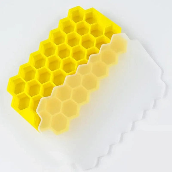 Planet Gates Yellow 37 Cavity Honeycomb Ice Cube Trays Reusable Silicone Ice Cube Mold BPA Free Ice Maker with Removable Lids