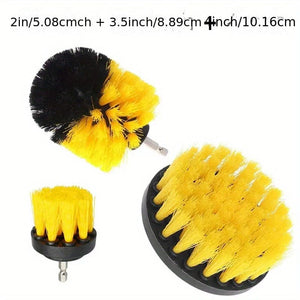 Planet Gates Yellow 3pcs 3-in-1 Electric Cleaning Brush Set - Perfect For Carpet, Sofa, Tile, Car Wash & More!