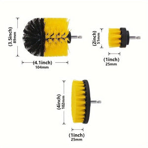 Planet Gates Yellow 3pcs 3-in-1 Electric Cleaning Brush Set - Perfect For Carpet, Sofa, Tile, Car Wash & More!