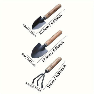Planet Gates Yellow 3pcs/set, Garden Tool Set Rake Tip Shovel Large Gardening Mini Succulent Plant Loose Soil Flower Shovel, Aluminum Alloy Gardening Supplies With Handle For Gardening Digging, Hand Tools, Gardening Tool Set