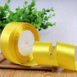 Planet Gates Yellow / 4 Cm 40mm Silk Satin Ribbon for Crafts Handmade DIY Gift Wrap Party Wedding Decorative Bouquets Cake Decor Material Short Eye Catching