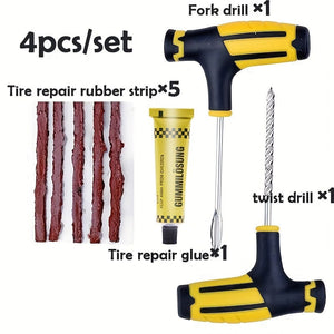 Planet Gates Yellow 4pcs set 4pcs Small Tire Repair Tool Set For Car, Tire Motorcycle Quick Tire Repair Tape Repair Tool