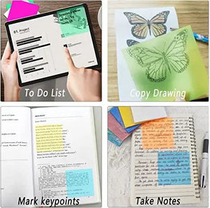 Planet Gates Yellow 50 Sheets Creative Transparent PET Memo Pad Posted It Sticky Notes Planner Sticker Notepad School Supplies Students Stationery