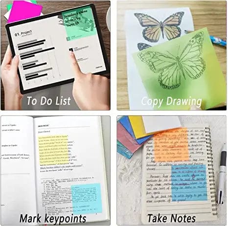 Planet Gates Yellow 50 Sheets Creative Transparent PET Memo Pad Posted It Sticky Notes Planner Sticker Notepad School Supplies Students Stationery
