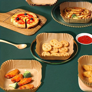 Planet Gates Yellow 50pcs, Non-Stick Air Fryer Liners - Square Paper Liners For Baking, Roasting, And Microwave Cooking - Easy Cleanup And Healthier Cooking For Hotel/ Commercial