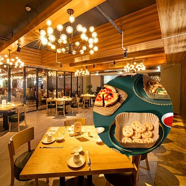 Planet Gates Yellow 50pcs, Non-Stick Air Fryer Liners - Square Paper Liners For Baking, Roasting, And Microwave Cooking - Easy Cleanup And Healthier Cooking For Hotel/ Commercial