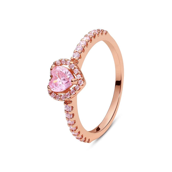 Planet Gates Yellow / 8 Original 925 Sterling Silver Rings For Women Love Heart Engagement Wedding Stackable Crystals Ring Rose Gold Luxury Jewelry Gift