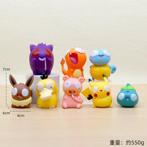Planet Gates Yellow 8pcs/set Pokemon Silly Kawaii Big Eye Pikachu Charmander Bulbasaur Funny Gk Action Figure Toy Christmas Gift for Children