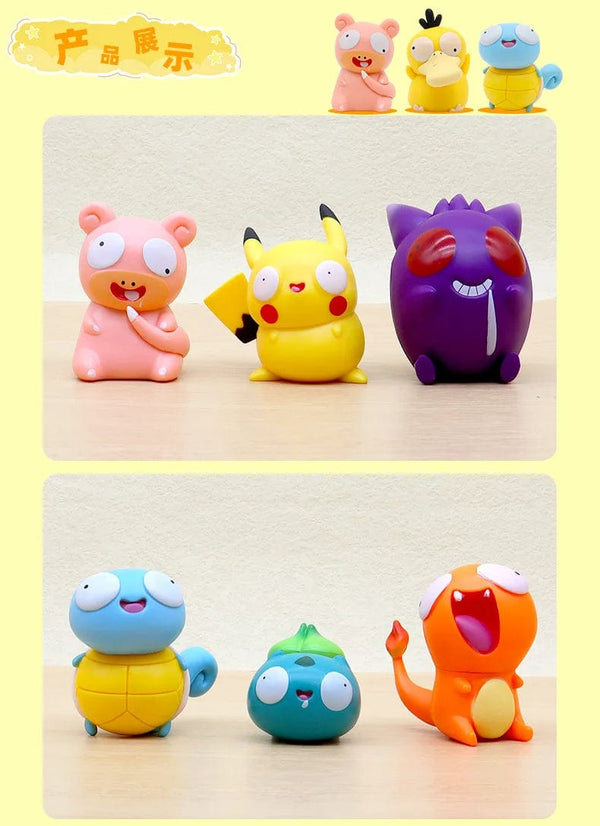 Planet Gates Yellow 8pcs/set Pokemon Silly Kawaii Big Eye Pikachu Charmander Bulbasaur Funny Gk Action Figure Toy Christmas Gift for Children