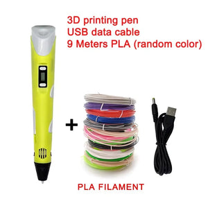 Planet Gates yellow 9M PLA / 9 Meter / PLA Filagment Electronic 3D Printing Pen with 9M PLA Consumables High-Temperature 3D Graffiti Tool Intelligent Toy Christmas Birthday Gift