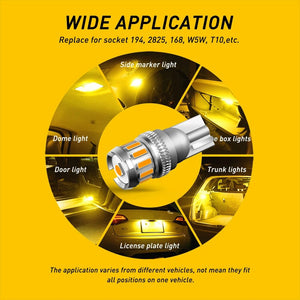 Planet Gates Yellow AUXITO 2PCS T10 W5W Red LED Bulb Canbus 194 168 White Car Interior Lights Yellow License Plate Leds Lamp Reading Trunk LIght 12V