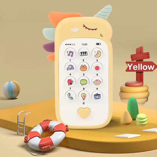 Planet Gates Yellow Baby Phone Toys Music Sound Machine Cartoon Telephone Soothe Sleep with Teether Electronic Learning Kids Early Educational Toys