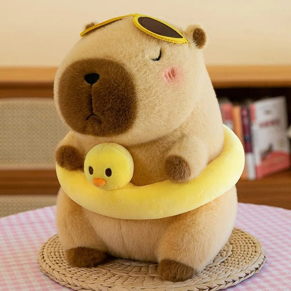 Planet Gates Yellow Beachwear Capybara Plush Toy Cute Simulation Yellow Duck Swim Ring Capibara Kawaii Stuffed Animals Birthday Travel Gifts