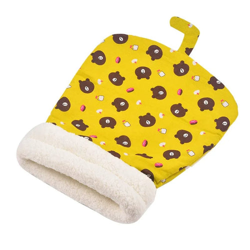 Planet Gates Yellow Bear / CHINA Lamb Plush Thickened Pocket New Winter Linen Sleeping Bag Cat Nest Cat Sleeping Bag Cartoon Sleeping Bag Cat Nest Winter Limited